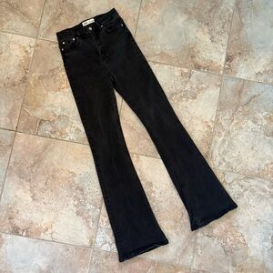 Zara High Rise Black Flare Jeans Classic Women’s 4 Button Zip Denim Retro 90s